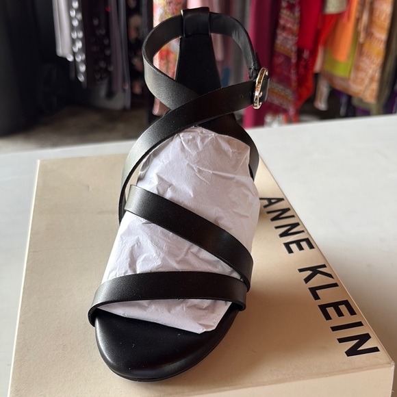 Anne Klein Black Strappy Block Heels - Picture 2 of 10